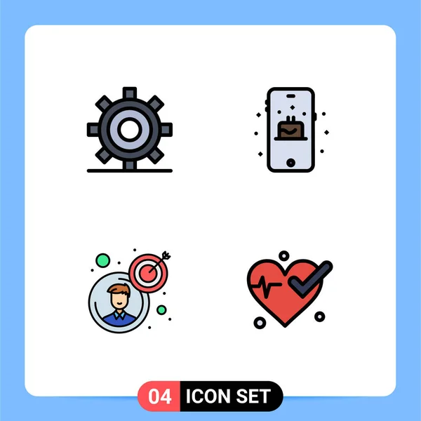Stock Vector Icon Pack Line Signs Symbols Coding Goal Gear — 스톡 벡터