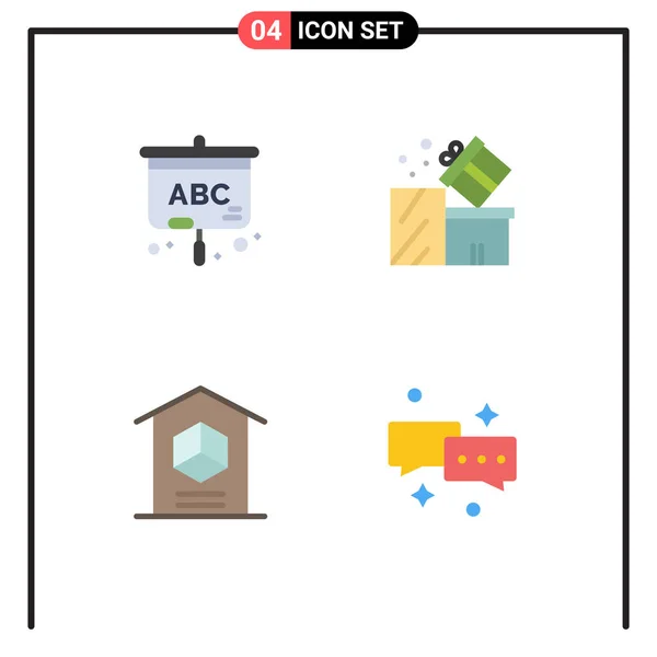 Modern Set Flat Icons Pictograph Projector Home Gift Shopping Product — Stock Vector