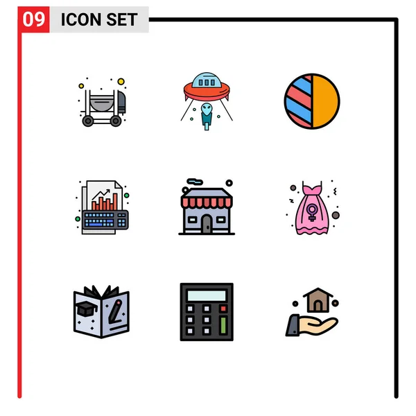 Vector Stock Icon Pack Líneas Signos Símbolos Para Tienda Teclado — Archivo Imágenes Vectoriales