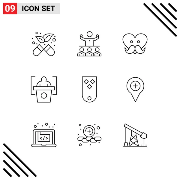 Conjunto Icones Modernos Símbolos Sinais Para Militares Diamantes Pai Discurso — Vetor de Stock