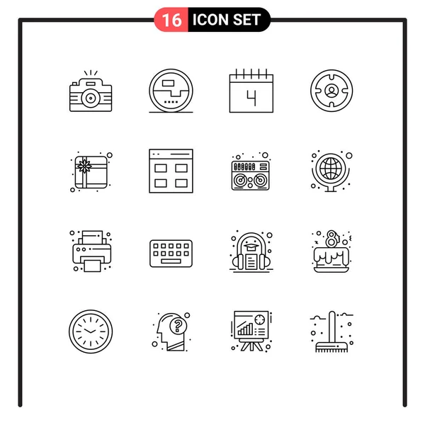 Set Modern Ikonok Szimbólumok Jelek Fej Pénzügy Mérés Üzlet Menetrend — Stock Vector