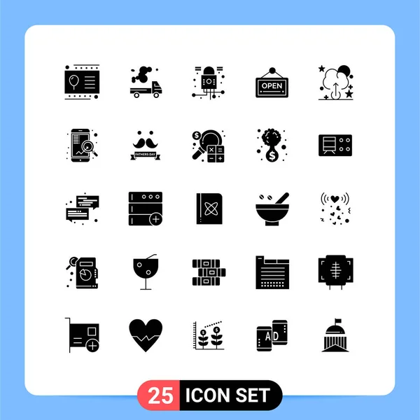 Universal Solid Glyphs Set Web Mobile Applications Cloud Board Pollution — Stock Vector