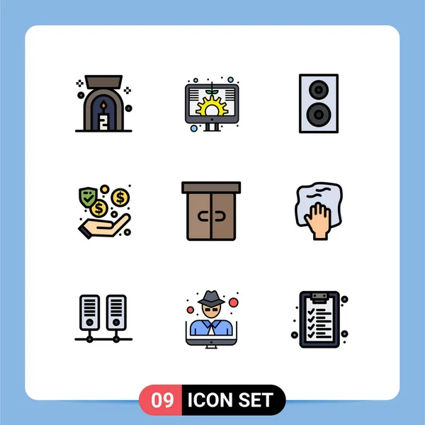 Set Modern Icons Sysymbols Signs Drawer Cash Electronics Security Dollar — Archivo Imágenes Vectoriales