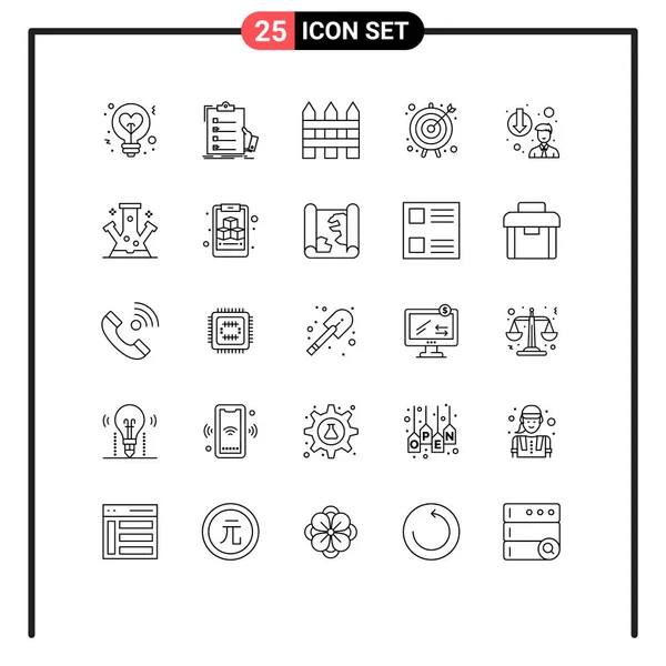 Stock Vector Icon Pack Mit Linienzeichen Und Symbolen Für Geschäftsziel — Stockvektor