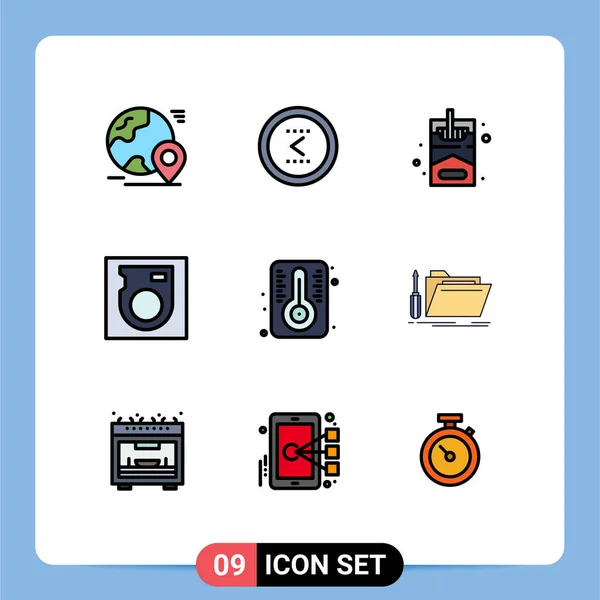 Creative Icons Modern Signs Symbols Temperature Hard Left Drive Hobby — Stock Vector