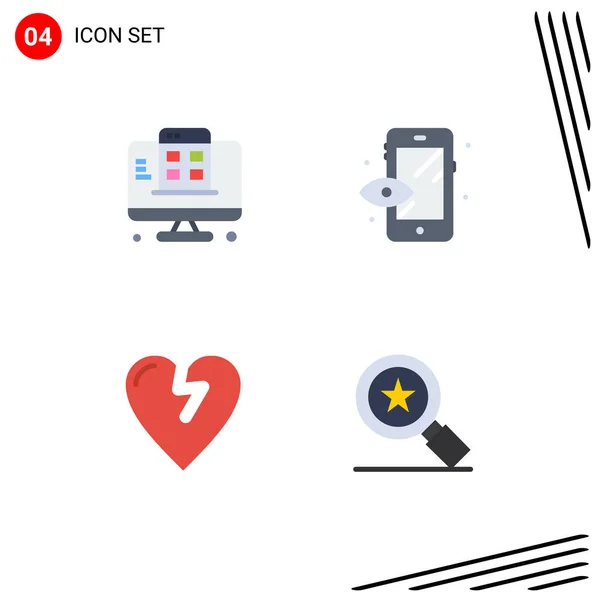 Universal Flat Icons Set Web Mobile Desenvolvimento Aplicativos Amor Aplicativo — Vetor de Stock