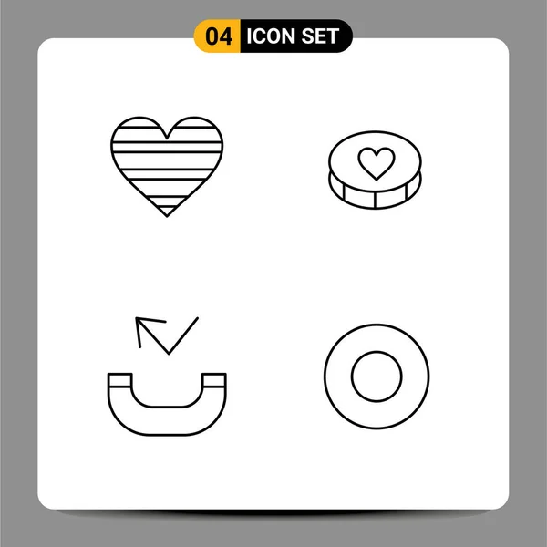 Mobile Interface Line Set Pictograms Heart Call Favorite Heart Phone — Vector de stock