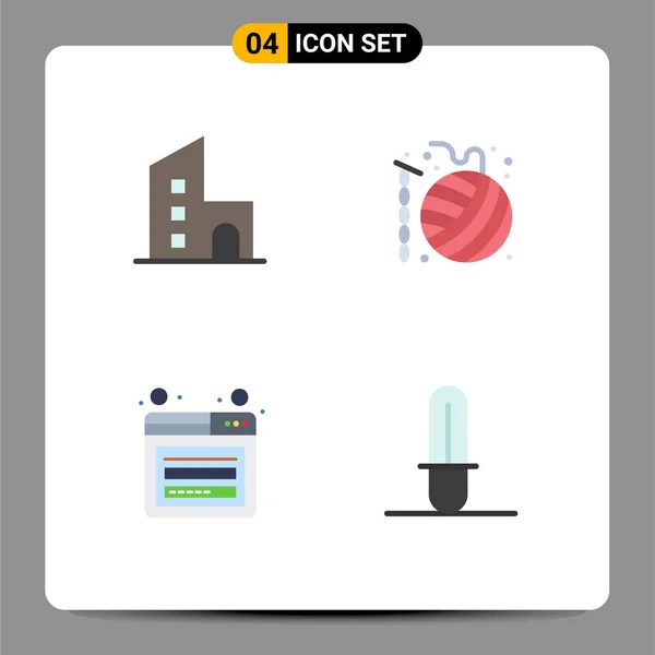 Set Commercial Flat Icons Pack Apartment Knit Modern Crafts Login — Vetor de Stock