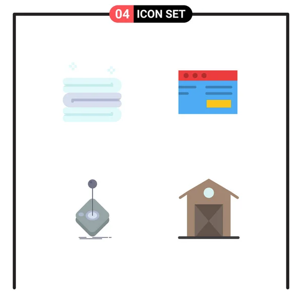 Modern Set Flat Icons Pictograph Clean Gaming Web School Stick - Stok Vektor