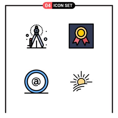 4 Modern Kullanıcı Simgesi Simgesi Seti Hassasiyet, kimlik, rozet, madalya, parlaklık Düzenlenebilir Vektör Tasarım Elementleri