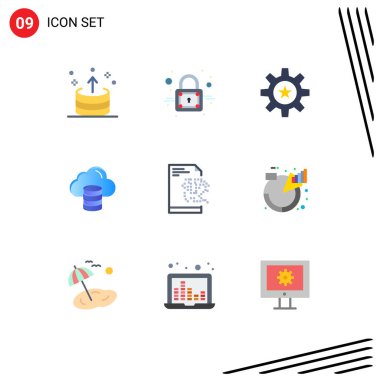 Dosya, para, hr, hesaplama, yetenek, düzenlenebilir vektör tasarım elementlerinin modern 9 Düz Renk Çizelgesi