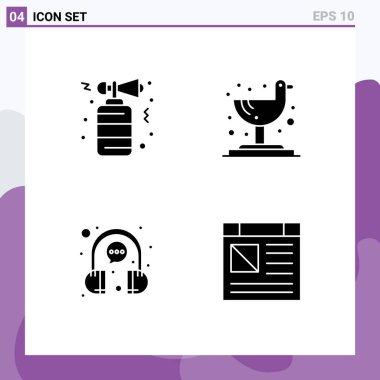 Korna, müşteri, parti, tropikal, temsili Vektör Tasarım Elementleri gibi 4 Katı Şekil ve Sembolden oluşan Modern Küme