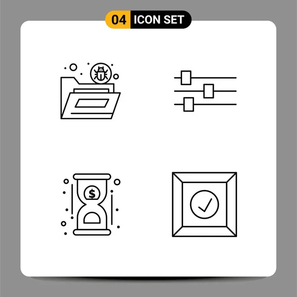 Pictogram Set Van Eenvoudige Filledline Platte Kleuren Van Bug Zandloper — Stockvector