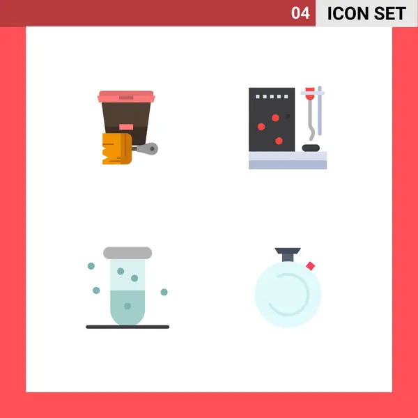 Paquete Icono Plano Símbolos Universales Pintura Bioquímica Cepillo Medicina Sangre — Vector de stock