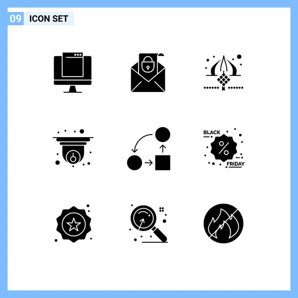 Set Modern Icons Sysymbols Signs Information Ccctv Security Cam Ribbon — Vector de stock