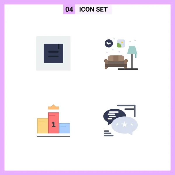Thematic Vector Flat Icons Editable Symbols Layout First Place Home — Stock Vector