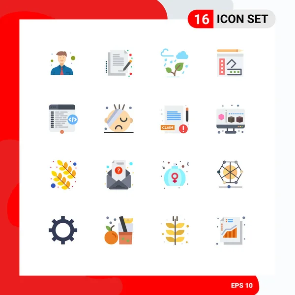 Set Modern Icons Sysymbols Signs Website Code Trees Writer Notebook — Vector de stock