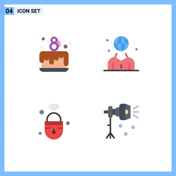 Pictogram Set Simple Flat Icons Cake Party Internet Things Celebrate — Stock Vector