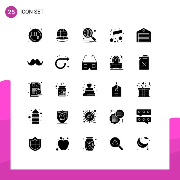 Mobile Interface Solid Gyph Set Pictograms Delivery Note Find Music — Vector de stock