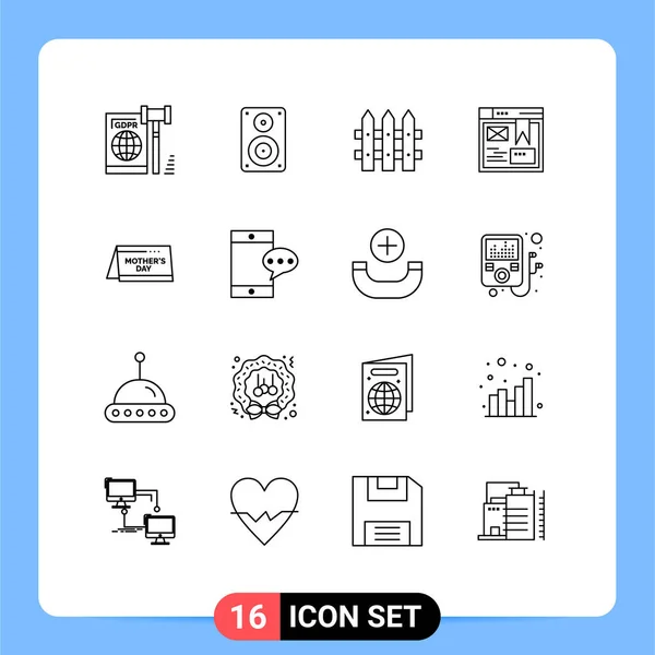 User Interface Outline Pack Modern Signs Symbols Calendar Design Monitor — Stockový vektor