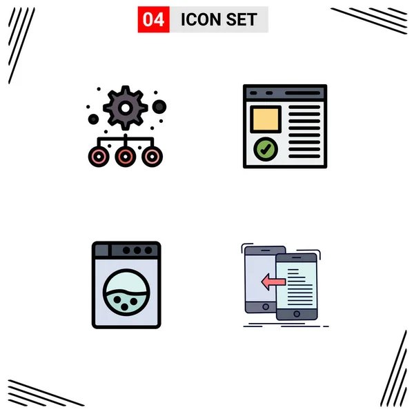 Pictogram Set Simple Filledline Flat Colors Hierarchy Washing Browser Development — 스톡 벡터