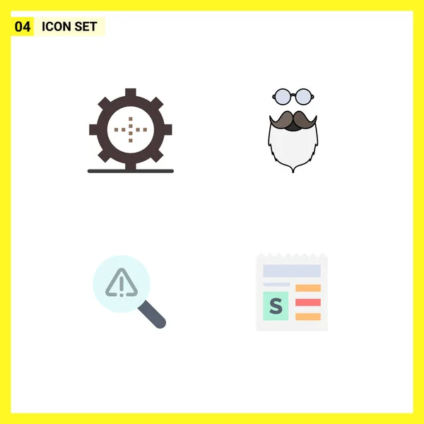 Set Commercial Flat Icons Pack Devices Find Technology Movember View — Vector de stock