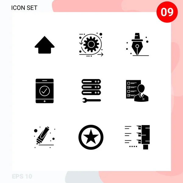 Set Modern Icons Sysymbols Signs Profile Wrench Education Settings Mobile — Vector de stock