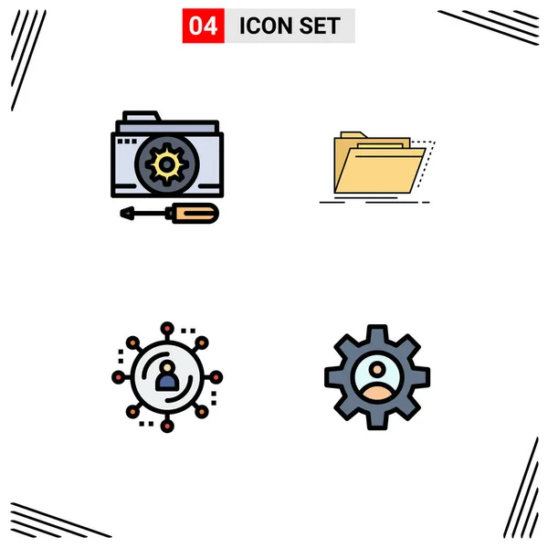 Interfaz Usuario Filledline Flat Color Pack Signos Símbolos Modernos Configuración — Archivo Imágenes Vectoriales