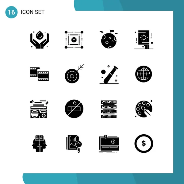 Universal Icon Symbols Group Modern Solid Glyphen Movi Party Planet — Stockvektor