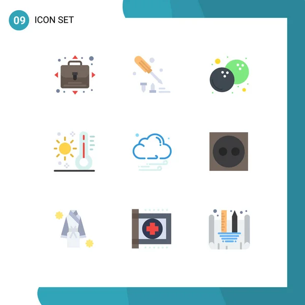 Modern Set Flat Colors Pictograph Weather Cloud Food Weather Summer — 스톡 벡터