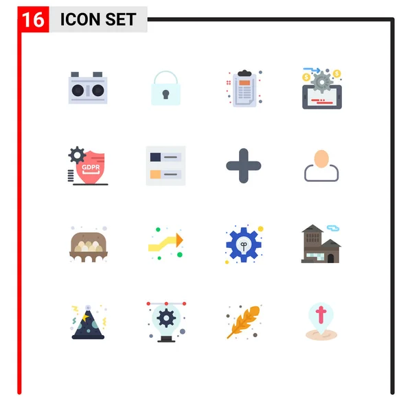 Set Modern Icons Symbols Signs Protection Gdpr Checklist Online Evaluation — Stock Vector