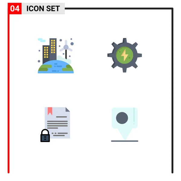 Benutzeroberfläche Pack Mit Einfachen Flachen Icons Für Energie Vertrag Wind — Stockvektor