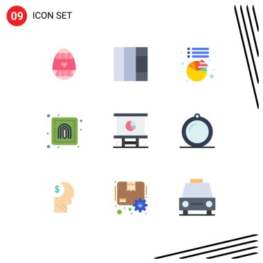 9 yaratıcı Düz Renkli sunum paketi, şirket, istatistik, iş adamı, güvenlik Düzenlenebilir Vektör Tasarım Elemanları