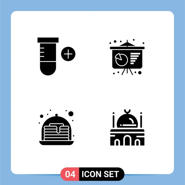 Set Modern Ikonok Szimbólumok Jelek Hozzáadása Épület Üzleti Bemutató Torta — Stock Vector