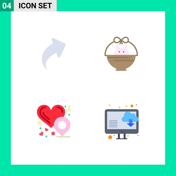 Thematic Vector Flat Icons Editable Symbols Arrow Love Location Basket — Stock Vector