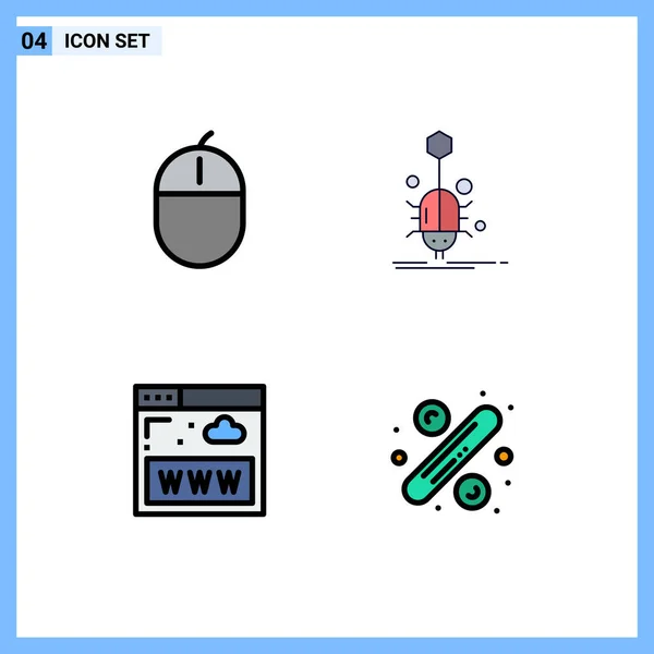 Stock Vector Icon Pack Mit Zeilenzeichen Und Symbolen Für Computer — Stockvektor