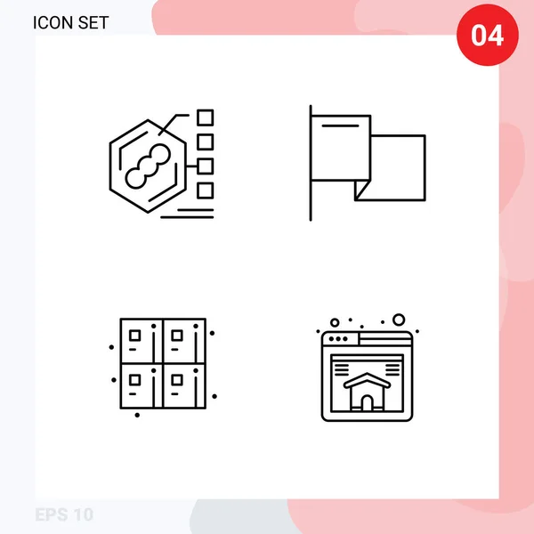 Stock Vector Icon Pack Mit Linienzeichen Und Symbolen Für Bakterien — Stockvektor