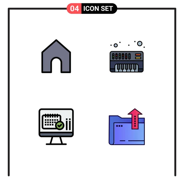 Creative Icons Modern Jelek Szimbólumok Otthon Naptár Analóg Orvosi Dacoment — Stock Vector