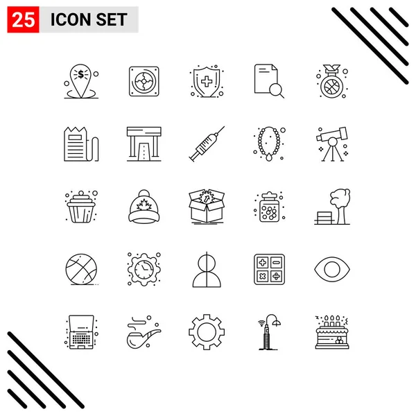 Stock Vector Icon Pack Line Signs Symbols Medal Document Fan — Stock Vector