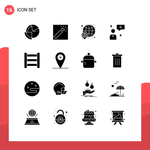 Set Modern Icons Sysymbols Signs Ladder Chatting Retouch Man Chat — Vector de stock