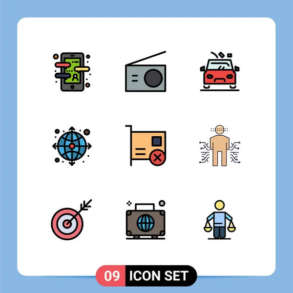 Creative Icons Korszerű Jelek Szimbólumok Kártya Internet Rádió Földgömb Közúti — Stock Vector