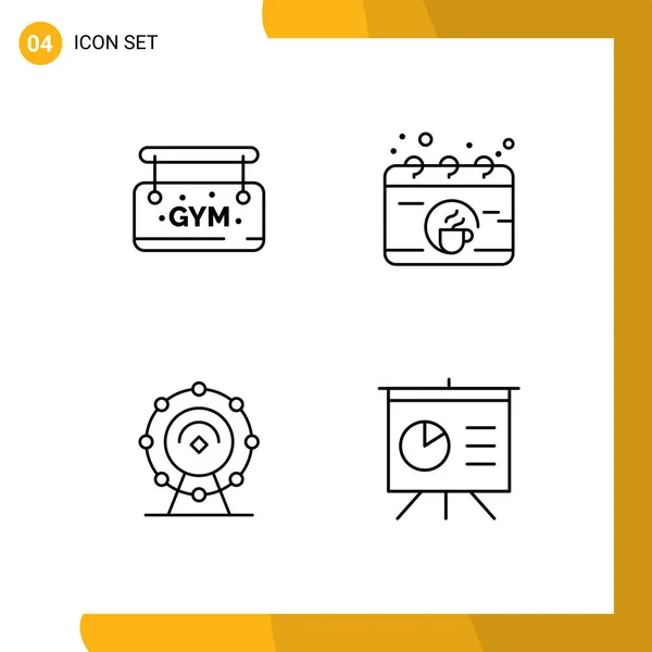 Pictograma Conjunto Colores Piso Línea Filledline Simples Gimnasio Servicio Calendario — Vector de stock