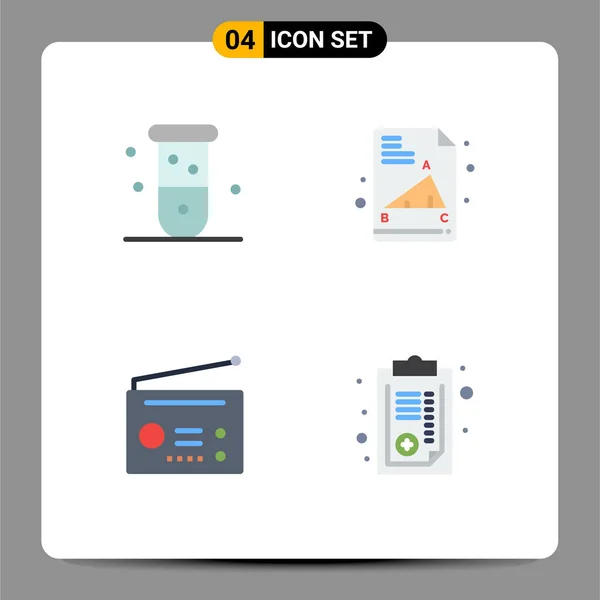 Set Commercial Flat Icons Csomag Biokémiai Szerkentyűk Kémia Oktatás Technológia — Stock Vector