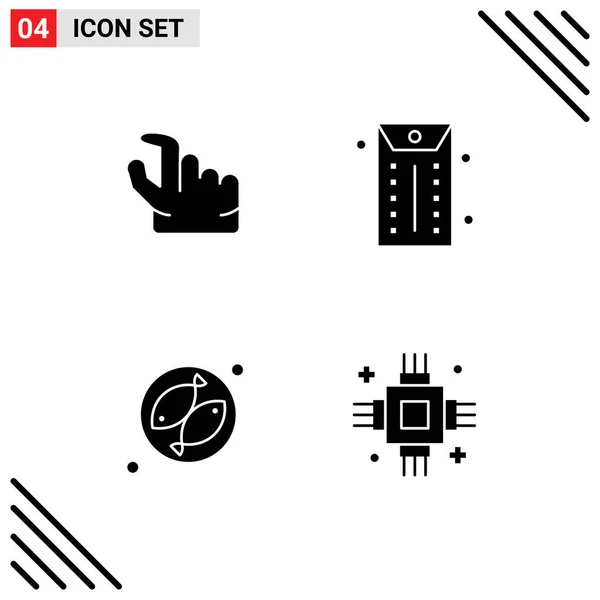 Set Commercial Solid Glyphs Pack Chip Business Camping Electric Editable — Stock Vector