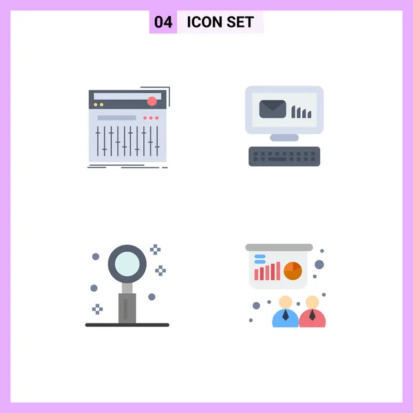 Flat Icon Pack Van Universele Symbolen Van Controle Viering Studio — Stockvector