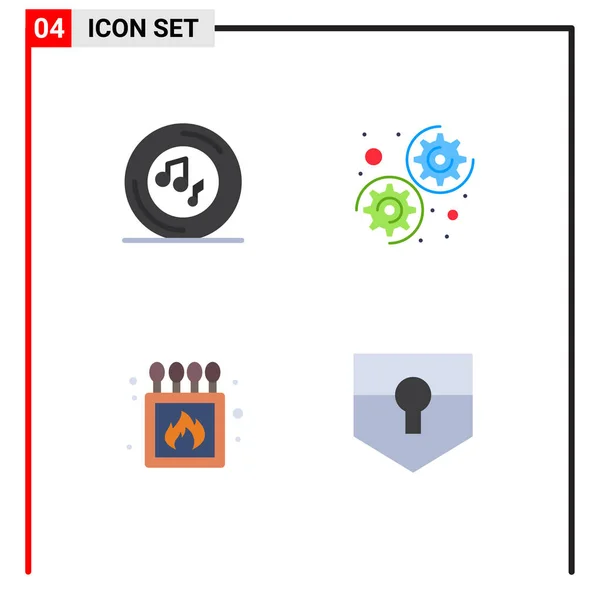 4つのモダンなUiアイコンのセット音楽 プレーヤー オプション ボックス編集可能なベクトルデザイン要素の記号 — ストックベクタ