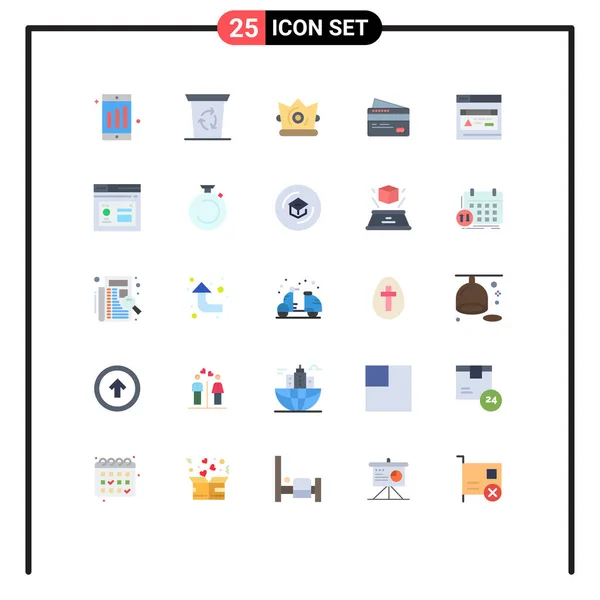 Universal Icon Symbols Group Modern Flat Colors Browser Web King — Stock Vector