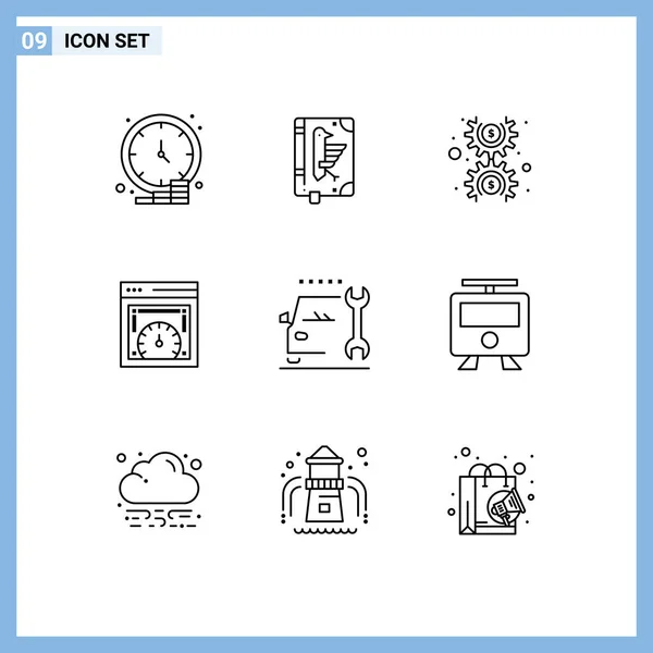 Stock Vector Icon Pack Signos Símbolos Línea Para Comprobación Velocidad — Vector de stock