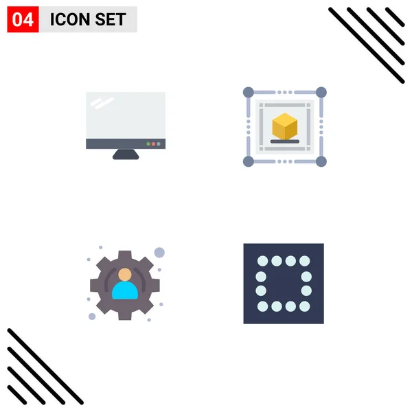 Flat Icon Konzept Für Webseiten Mobile Und Apps Computer Profil — Stockvektor