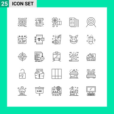 Group of 25 Modern Lines Set for license, card, document, target, archery Editable Vector Design Elements clipart